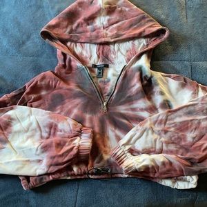 Forever 21 Cropped Half Zip Hoodie